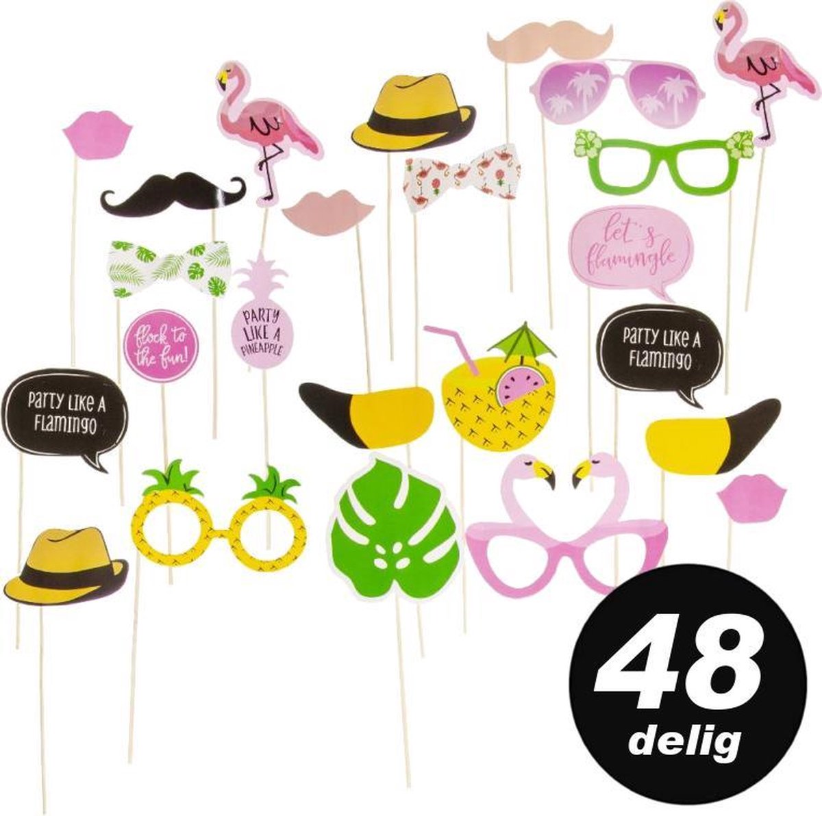 relaxdays 48 x fotohokje rekwisieten Hawaii - foto props - Fotoboothaccessoires