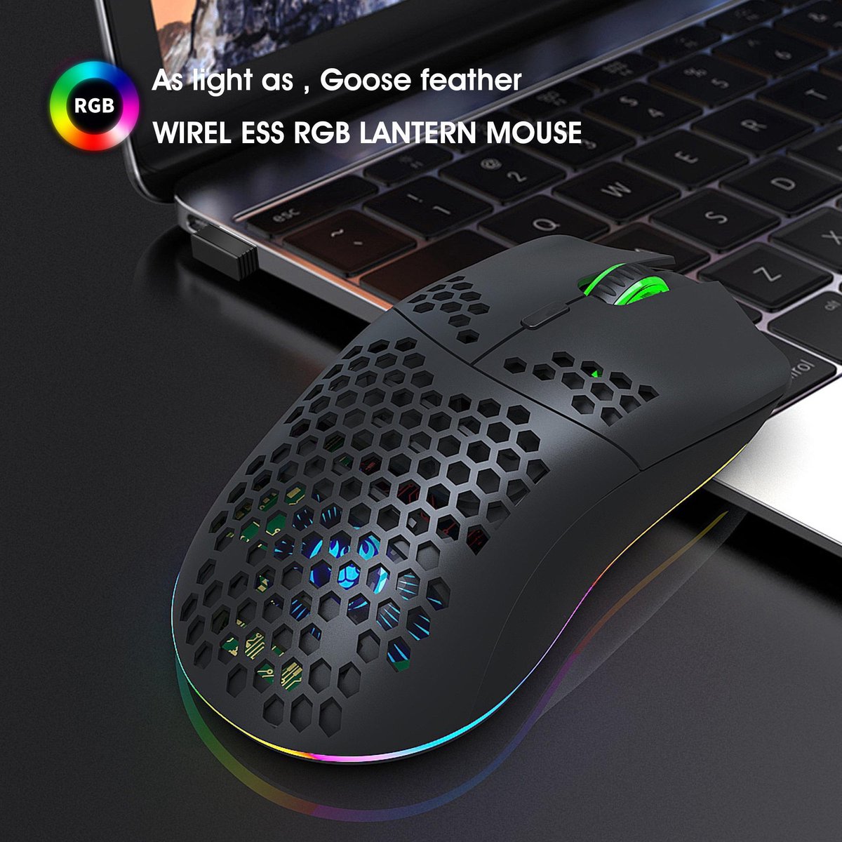 1 Pièce De Souris Sans Fil Hxsj 2,4g Avec Éclairage Rgb, Rechargeable,  4800dpi Réglable, Souris Optique Usb Plug & Play Pour Le Jeu, La Maison Et  Le Bureau, Mode en ligne