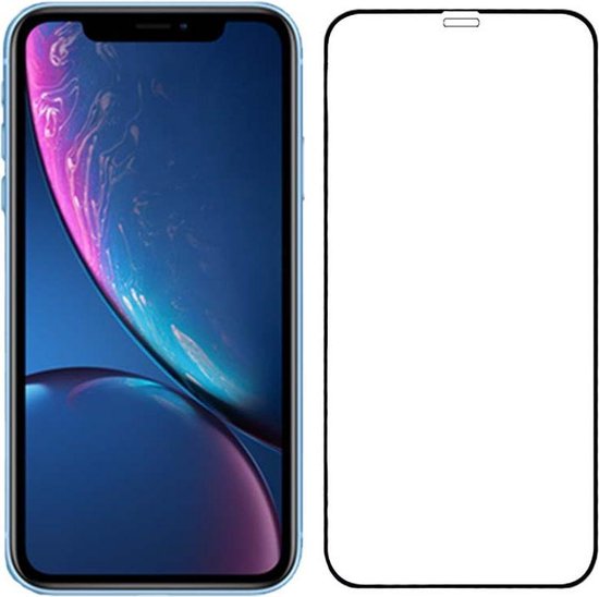 Foto: Smartphonica iphone xr full cover tempered glass screenprotector van gehard glas met afgeronde hoeken geschikt voor iphone xr