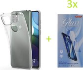 OnePlus 8T / OnePlus 8T Plus 5G Hoesje Transparant TPU silicone Soft Case + 3X Tempered Glass Screenprotector