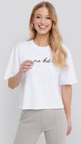 NA-KD Cropped Vrouwen T-shirt - White - Maat S