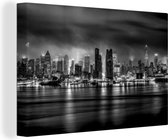 Canvas Schilderij New York - Storm - Zwart - Wit - 90x60 cm - Wanddecoratie