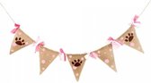Jute honden slinger met roze strikjes - hond - slinger - decoratie - huisdier