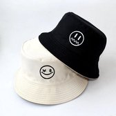 Reversible bucket hat - Vissershoedje - Smiley - Geld - Zonnehoed - Beige