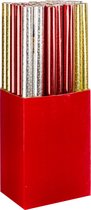 Kerst inpak set Christmas time Metaal - 6 rollen 200 x 70 cm - Cadeaupapier - 2 x goud 2 x zilver 2 x rood