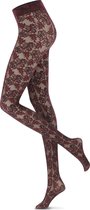 Oroblu Floral Lace 40 Panty - Maat L/XL - Zwart/Bordeaux