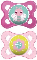 MAM Original Bij / Bloem - Fopspenen - Roze / Geel - Silicone - BPA vrij - 0+ maanden - Set van 2