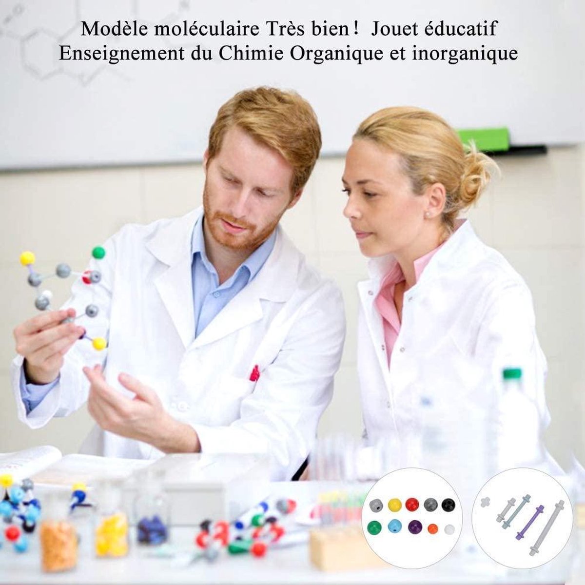 Molekülbau-Set, 267 Teile, Chemie-Modellbausatz für organische und anorganische Moleküle, Lernset für Studenten und Wissenschaftler