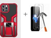 GSMNed – Shockproof iPhone X/Xs hoesje rood – Magneetaansluiting – Met standaard – Hard PC iPhone X/Xs – rood – met screenprotector