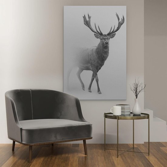 Artaza - Peinture sur toile - Cerf - Zwart Wit - 80 x 120 - Groot - Photo sur toile - Impression sur toile