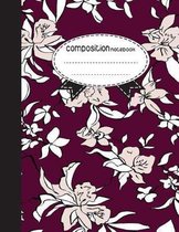 Composition Notebook, 8.5 x 11, 110 pages: Flowers Red Style