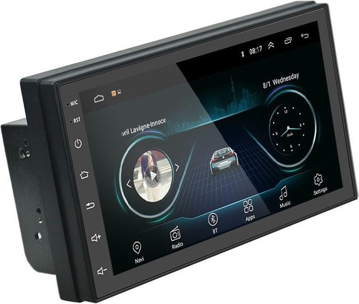 TechU™ Autoradio T123 – 2 Din – 7.0 inch Touchscreen Monitor – FM radio – Bluetooth & Wifi – AUX – USB – SD – Handsfree bellen – Incl. GPS Navigatie – Android 9.1