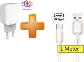 PowerPort 24W Thuislader met USB-C Kabel - Oplader Stekker Adapter met 2 USB Poorten - Geschikt voor OPPO Find / OPPO Reno / OPPO Watch / OPPO Mirror / OPPO A91 / Reno4 / Reno Z