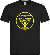 Zwart T-Shirt met “ Ik ga zwemmen in Bacardi Lemon “ print Geel Size XS
