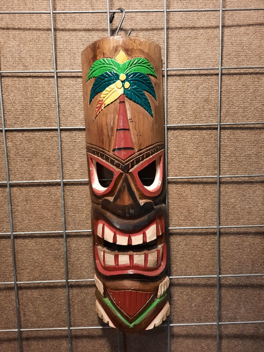 Handgemaakte Hawaiiaanse stijl houten Tiki-maskers, wanddecoratie, set van 3 verschillende ontwerpen, 19,75 inch