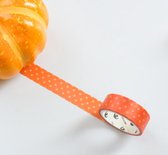 Halloween Oranje met Gele Stippen Washi Tape | Leuke Schattige Washi Tape | Bullet Journal | Journalling | Journaling | Masking Tapes | Washi Tapes | Plakboeken | Versieren | Inpakken | Plakken | Washi Tape Bullet Journal | Geel Oranje Stippen
