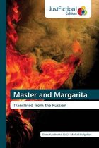 Boekomslag van "Master and Margarita" met vlammen en rook. Titel in witte letters.