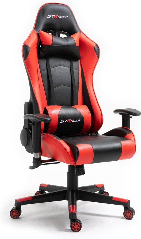 GTRacer Pro - Game Stoel - Gaming Stoel - Ergonomische Bureaustoel - Gamestoel - Verstelbaar - Gaming Chair - Zwart / Rood