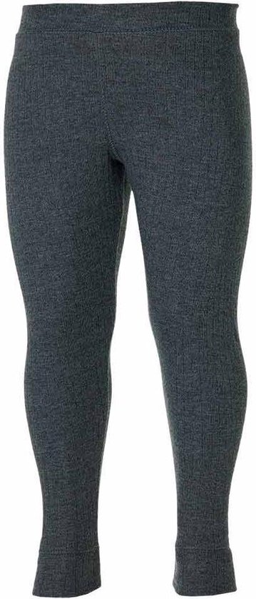 Donkergrijze gebreide legging met ribbelstructuur en elastische tailleband.
