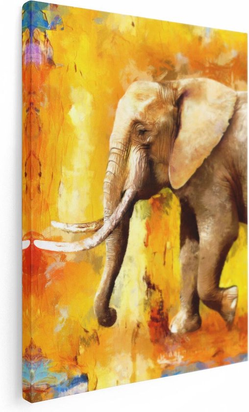 Artaza Peinture sur Toile Éléphant Peint Peinture à l'Huile - Abstrait - 30x40 - Klein - Tableau sur Toile - Impression sur Toile