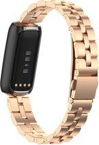 Stalen Smartwatch bandje - Geschikt voor Fitbit Luxe stalen band - rosé goud - Strap-it Horlogeband / Polsband / Armband