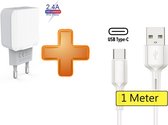 PowerPort 24W Thuislader met USB-C Kabel - Oplader Stekker Adapter met 2 USB Poorten - Geschikt voor Oneplus 2/3/3T/4/5/5T/6/6T/7/7 Pro/7T/Nord/ Nord CE /N10 5G / N100 / CE / Watch