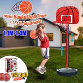 Basketbalstandaarden-Verstelbare Kids Basketbal Doel Hoepel Speelgoed Set Basketbal -1.1M 1 Ball