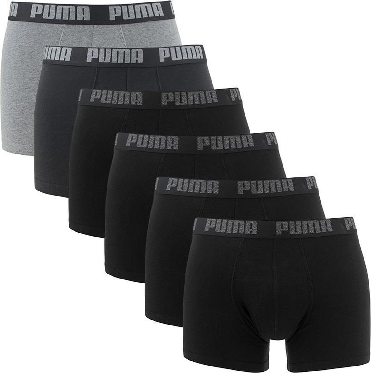 PUMA Basic Boxer Heren 6-pack - Multicolor Black - Maat S | bol.com