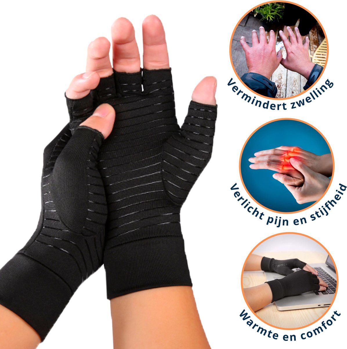 Kangka Reuma Compressie Handschoenen met Antislip Laag en Open