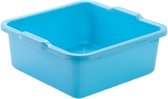 Kunststof teiltje/afwasbak vierkant 8 liter blauw - Afmetingen 32 x 31 x 12 cm - Huishouden
