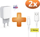 PowerPort 24W Thuislader met Iphone Kabel - Oplader Stekker Adapter met 2 USB Poorten - Geschikt voor Apple Watch / Airpods / iPad
