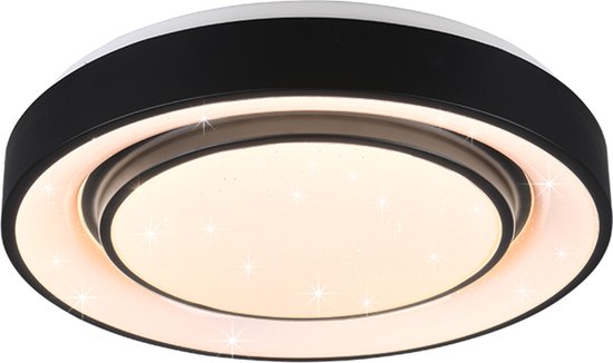 LED Plafondlamp WiZ - Smart LED - Plafondverlichting - Torna Monan - 20W - Aanpasbare Kleur - RGBW - Dimbaar - Rond - Mat Zwart - Aluminium