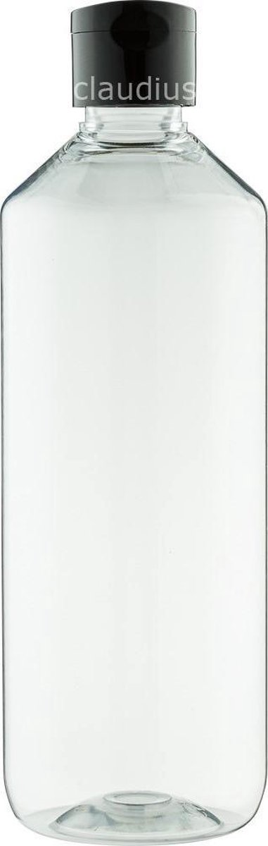Lege plastic fles 500 ml PET transparant - met zwarte klepdop - set van 10 stuks - Navulbaar - leeg