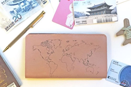 Portefeuille de voyage en cuir Stitch Chasing Threads à personnaliser soi-même - Rose environ H 20 cm x 11 cm x 1,5 cm // Portefeuille de voyage Stitch - Pink