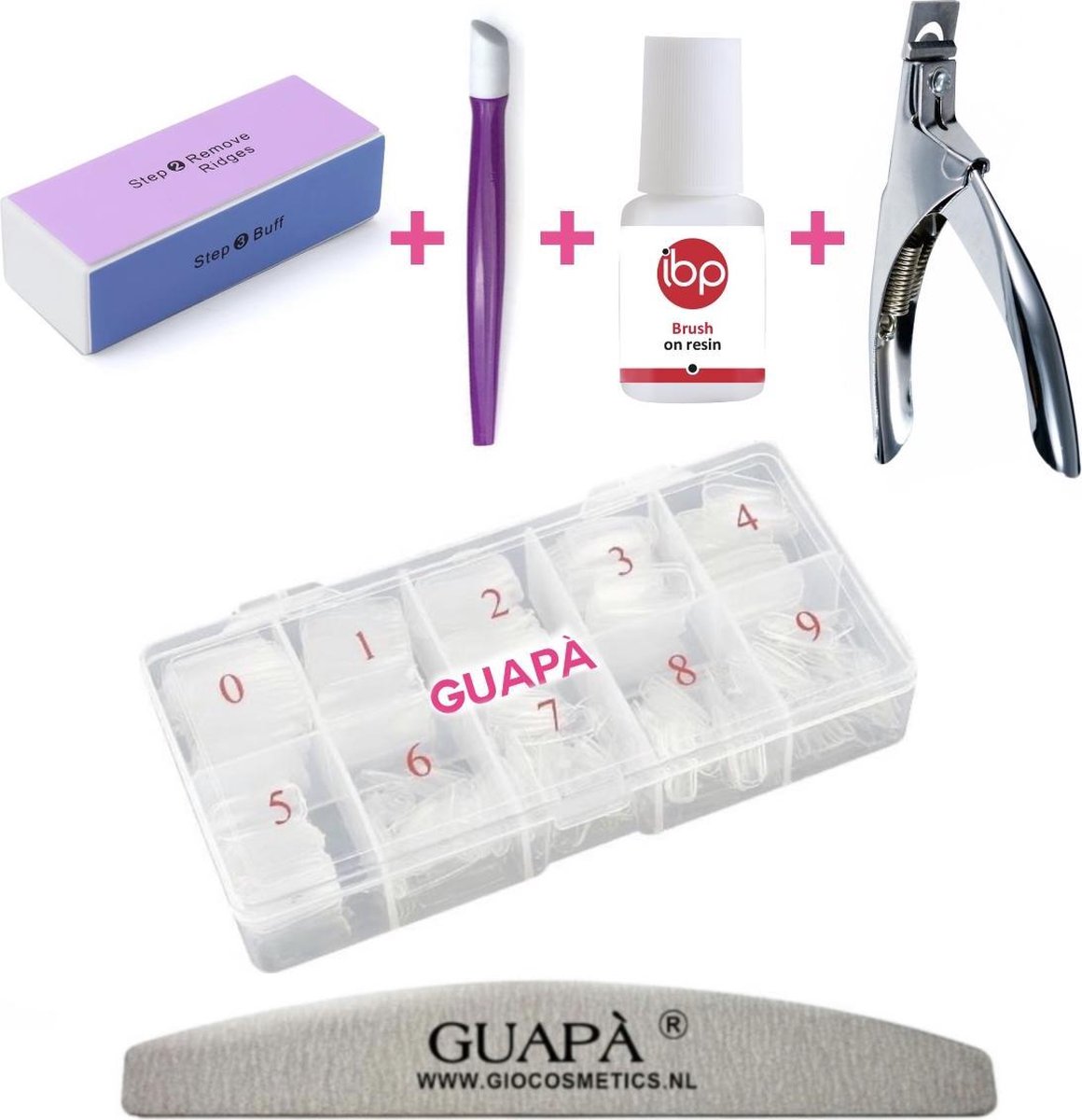 Goedkoopste GUAPÀ® Nepnagels met nageltips en nagellijm | Plaknagels | Kunstnagels | Nagelverlenging | Polygel | Transparant 100 stuks