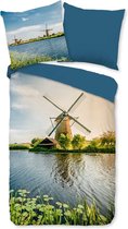 Hoogwaardige Katoen Eenpersoons Dekbedovertrek Windmolen | 140x200/220 | Fijn Geweven | Ademend En Zacht