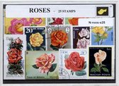 Rozen – Luxe postzegel pakket (A6 formaat) : collectie van 25 verschillende postzegels van rozen – kan als ansichtkaart in een A6 envelop - authentiek cadeau - kado - geschenk - kaart - roos - bos - rood - liefde - bloem - bloemen - rozenbottel