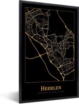 Cadre photo avec affiche - Carte - Heerlen - Or - Zwart - 40x60 cm - Cadre pour affiche