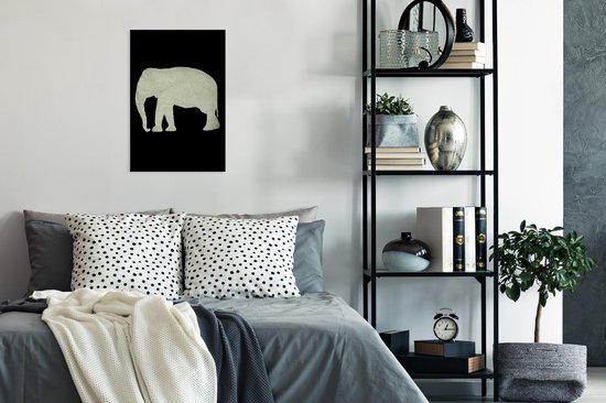 Cadre photo avec affiche - Éléphant - Carte - Rétro - 40x60 cm - Cadre pour affiche