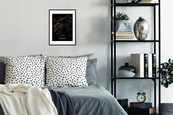 Cadre photo avec affiche - Carte - Montagnes - België - Or - Zwart - 30x40 cm - Cadre pour affiche