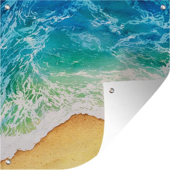 Tuinposters Strand - Zee - Golf - 50x50 cm - Tuindoek - Buitenposter