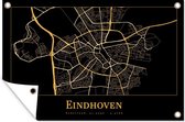 Tuindecoratie Kaart - Eindhoven - Goud - Zwart - 60x40 cm - Tuinposter - Tuindoek - Buitenposter