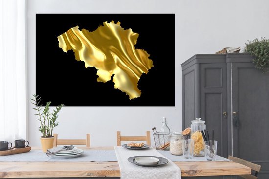 Affiche Carte - België - Or - 180x120 cm XXL