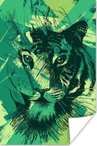 Affiche Tigre - Abstrait - Vert - 60x90 cm