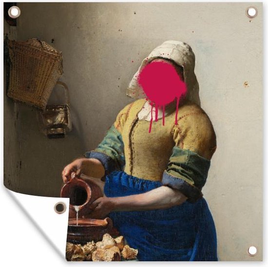 Tuinposters Het melkmeisje - Vermeer - Kunst - 50x50 cm - Tuindoek - Buitenposter