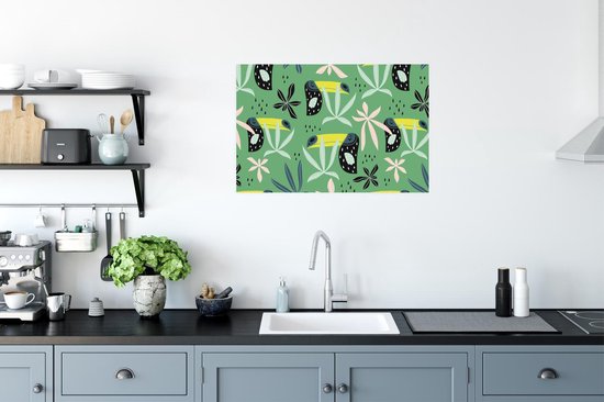 Poster Toekan - Bladeren - Jungle - 90x60 cm