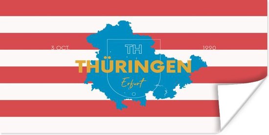 Poster Carte - Thuringe - Allemagne - 120x60 cm - Plan de la ville