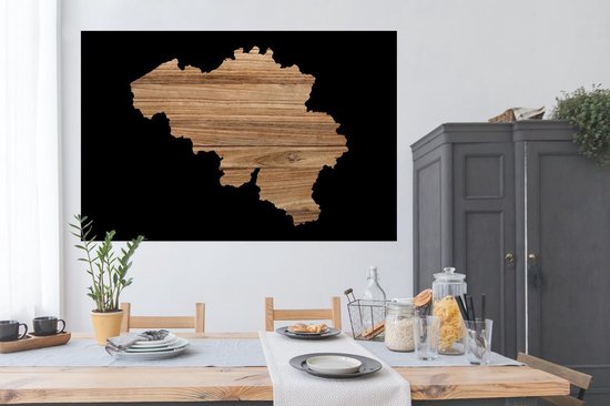 Affiche Carte - België - Bois - 180x120 cm XXL