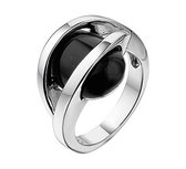 YO&NO - Ring - Zilver - Aanschuifring - Onyx - 16.5mm - Sieraden vrouw - Gerhodineerd - Zilver 925