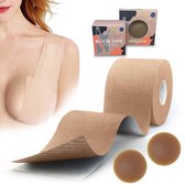 Le Civa® Zelfklevende Boob Tape Set – Boob tape - Plak BH – BH accessoire - Borst Push Up - Fashion Tape – lift – 5m lang - Incl. Caramel Nipple Covers